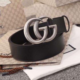 Gucci Belt With Double G Silver Buckle