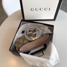 Gucci GG Supreme belt with G buckle Beige/Ebony