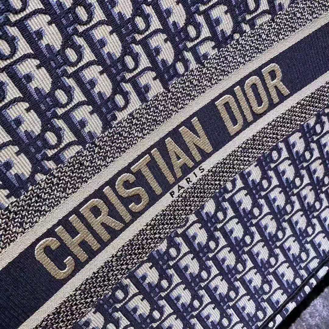 Dior Book Tote Blue Oblique Embroidery - Kaialux
