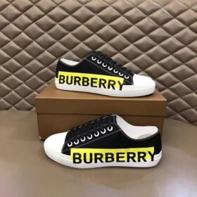 Burberry Logo Print Two-tone Cotton Gabardine Sneakers