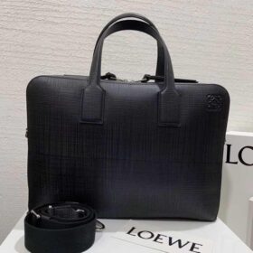 Loewe Goya Thin Briefcase Textured Calf Black