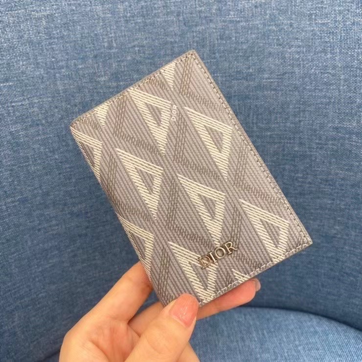 Dior Gray CD Diamond Canvas Passport Holder - Kaialux