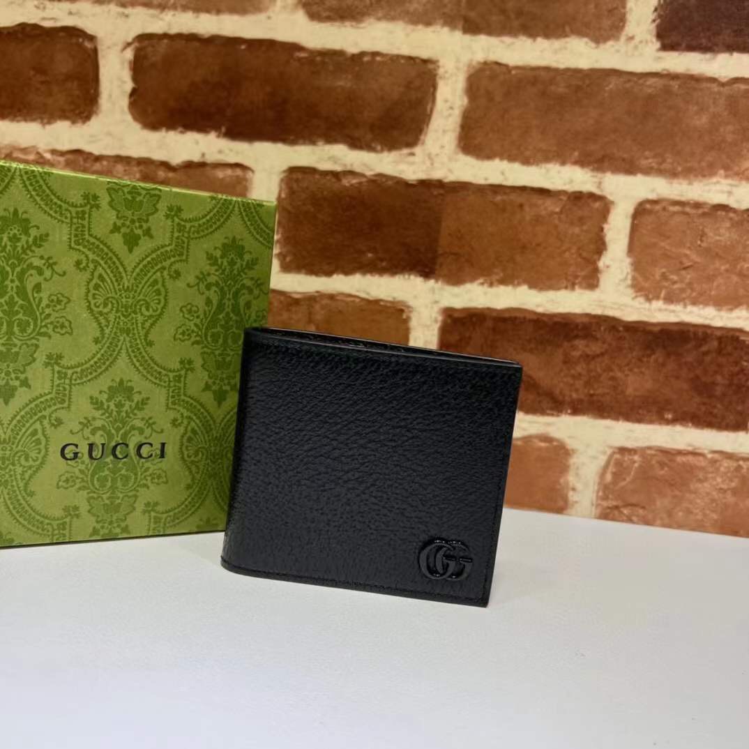 GG Marmont leather bi-fold wallet in black smooth leather