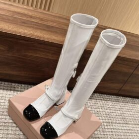 Miu Miu Patent-Leather Block Heel Boots