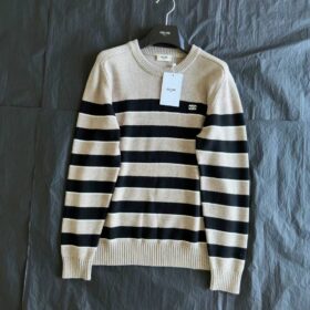 Celine Logo-Embroidered Striped Wool Sweater