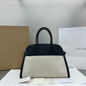 The Row Soft Margaux 15 Bag In Canvas And Leather